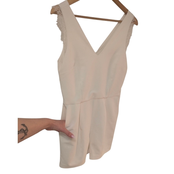 Dynamite Lace Trim White Romper - Picture 3 of 8